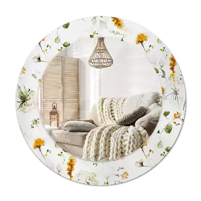 Round wall mirror decor Wildflowers