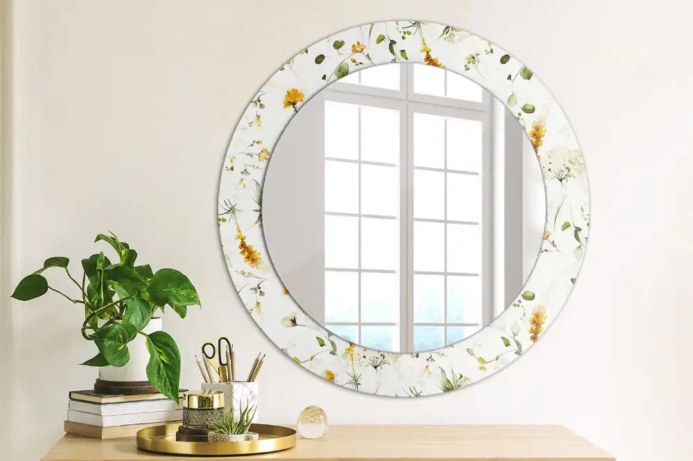 Round wall mirror decor Wildflowers