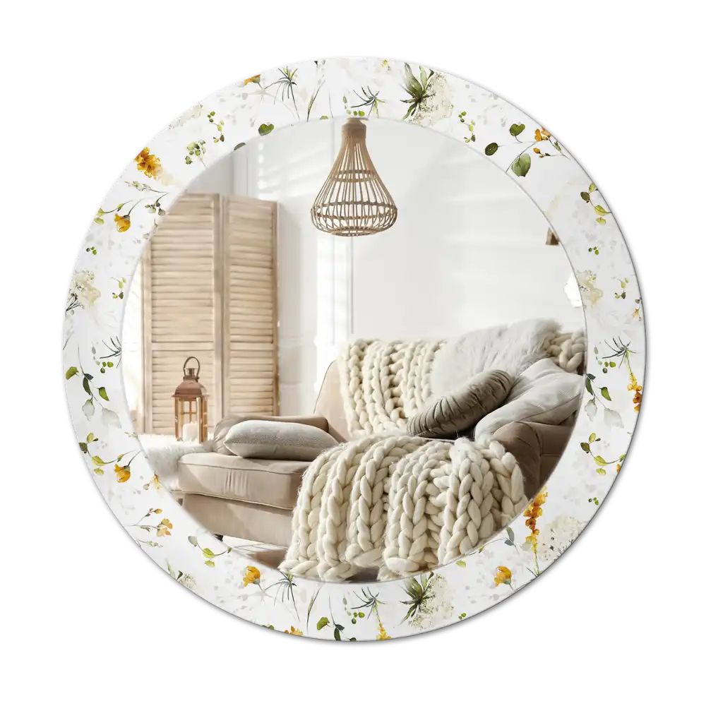 Round wall mirror decor Wildflowers