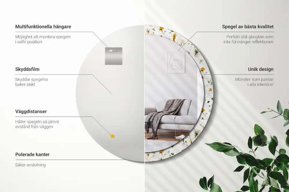 Round wall mirror decor Wildflowers