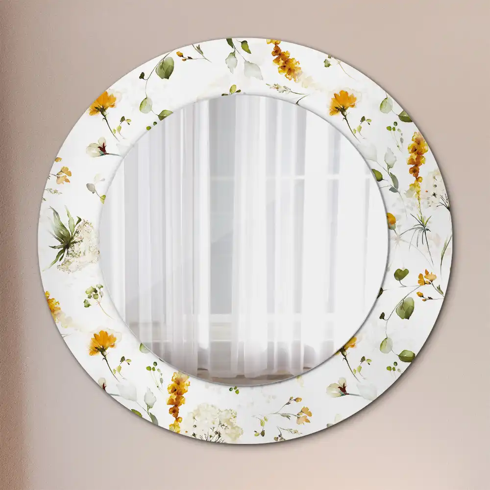 Round wall mirror decor Wildflowers