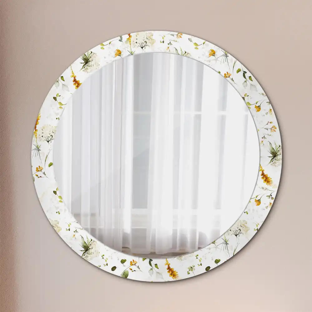 Round wall mirror decor Wildflowers