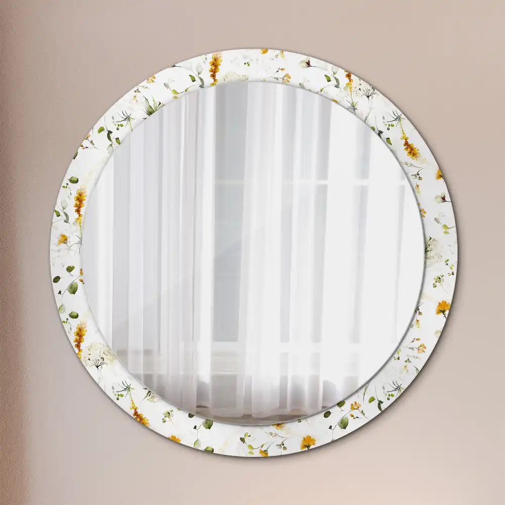 Round wall mirror decor Wildflowers