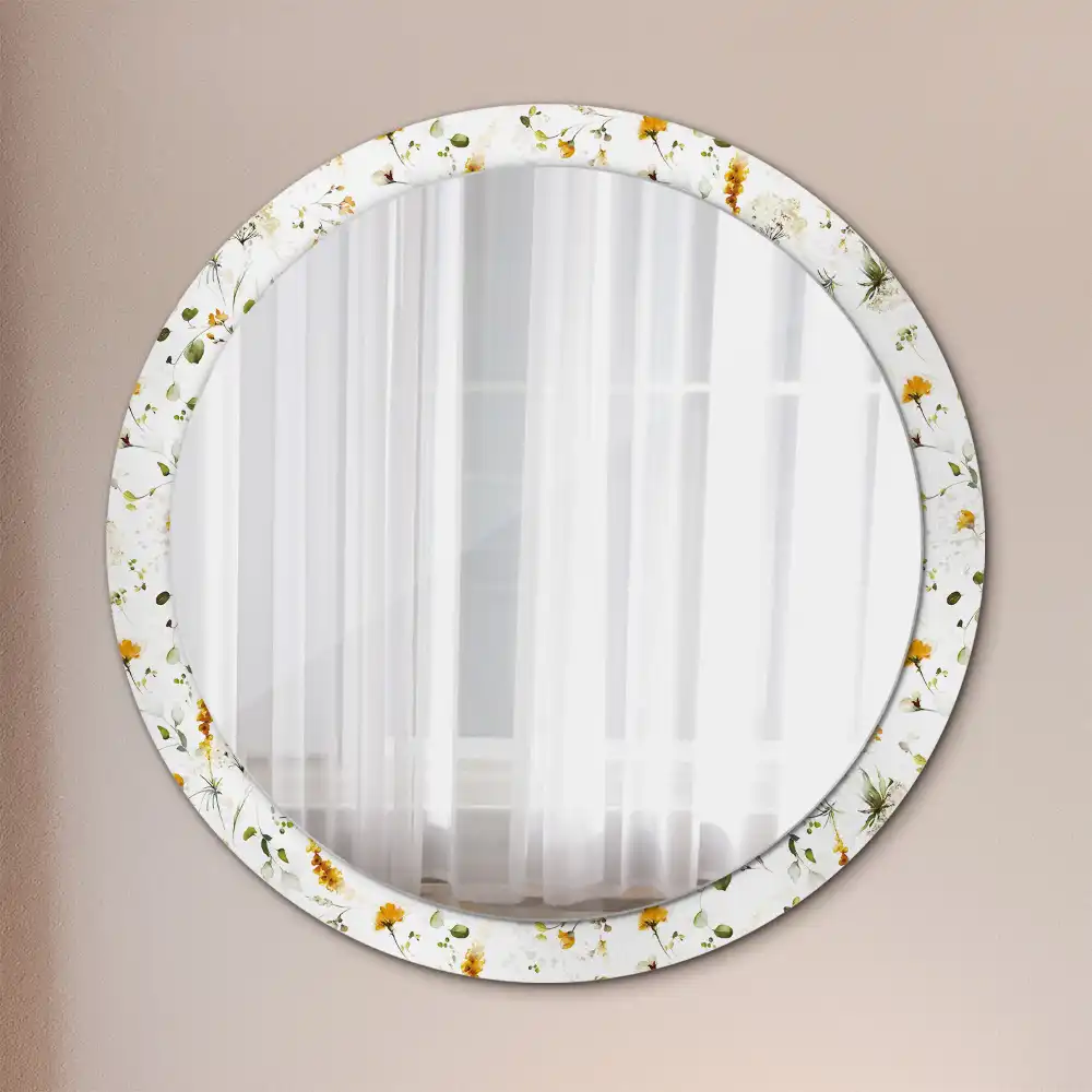 Round wall mirror decor Wildflowers