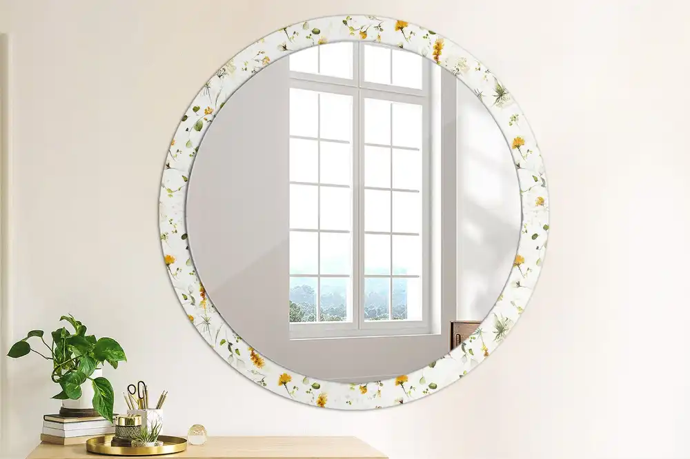 Round wall mirror decor Wildflowers