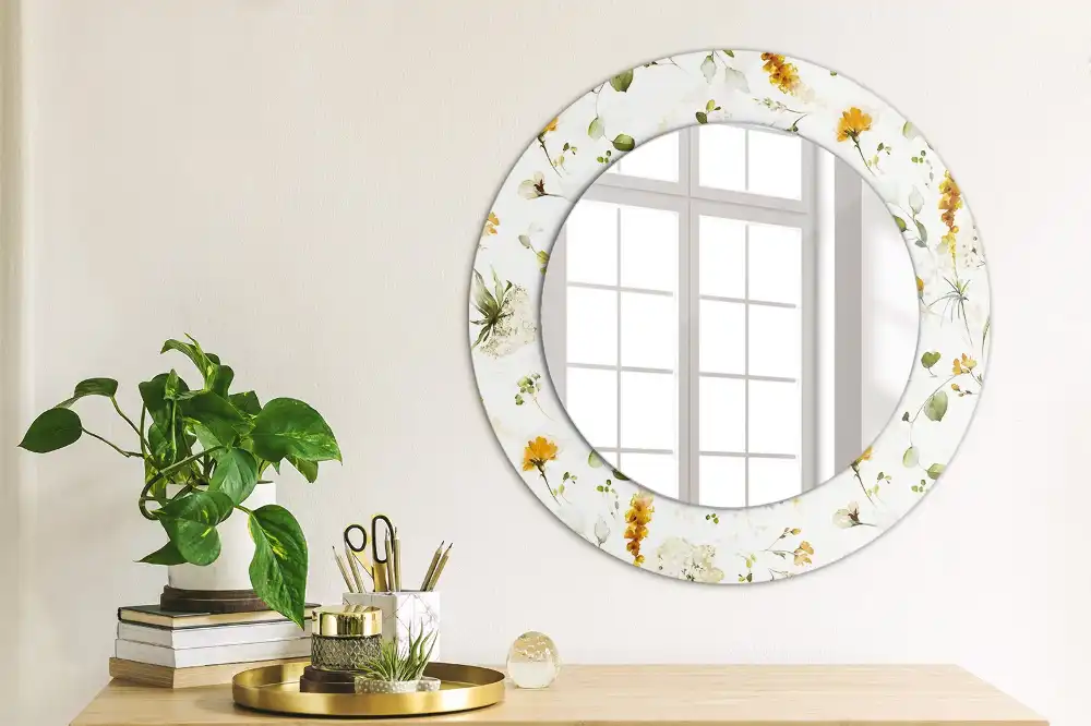 Round wall mirror decor Wildflowers