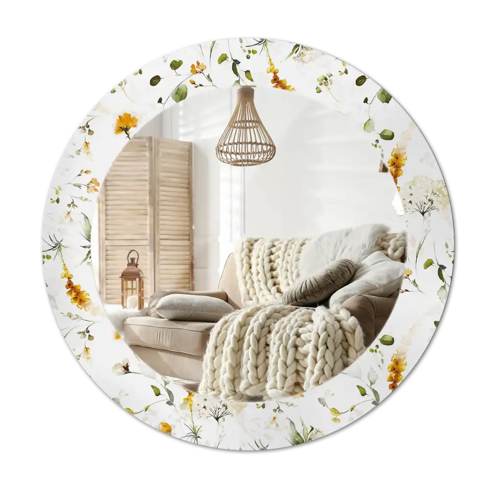 Round wall mirror decor Wildflowers