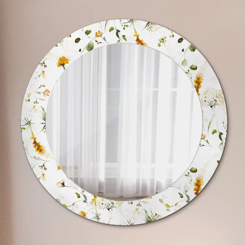 Round wall mirror decor Wildflowers
