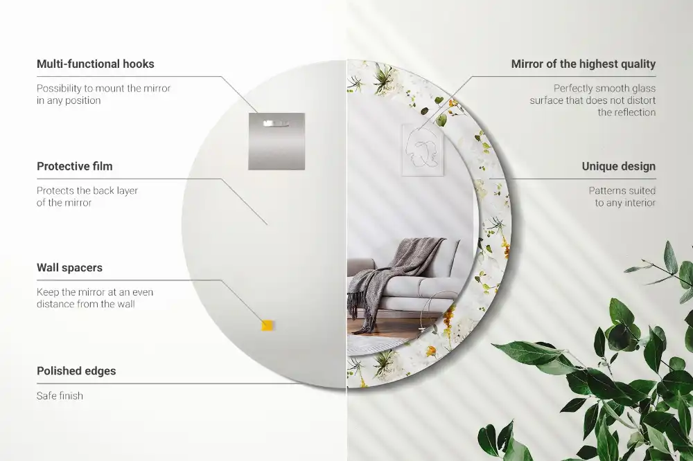 Round wall mirror decor Wildflowers