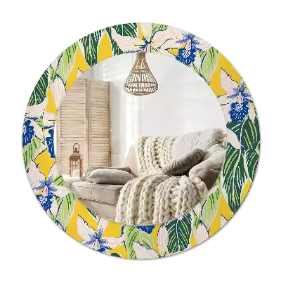 Round printed mirror Orchids