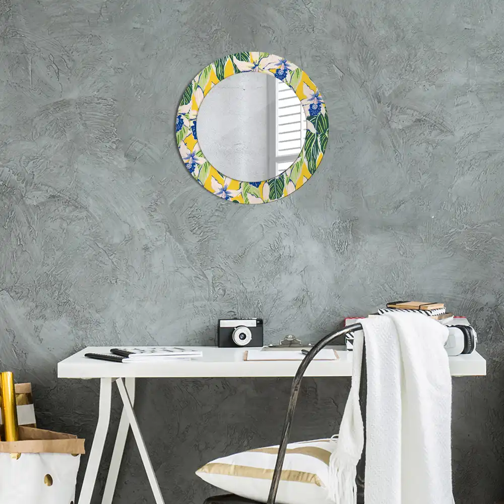 Round printed mirror Orchids