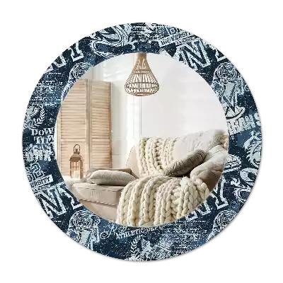 Round decorative mirror New York Collage