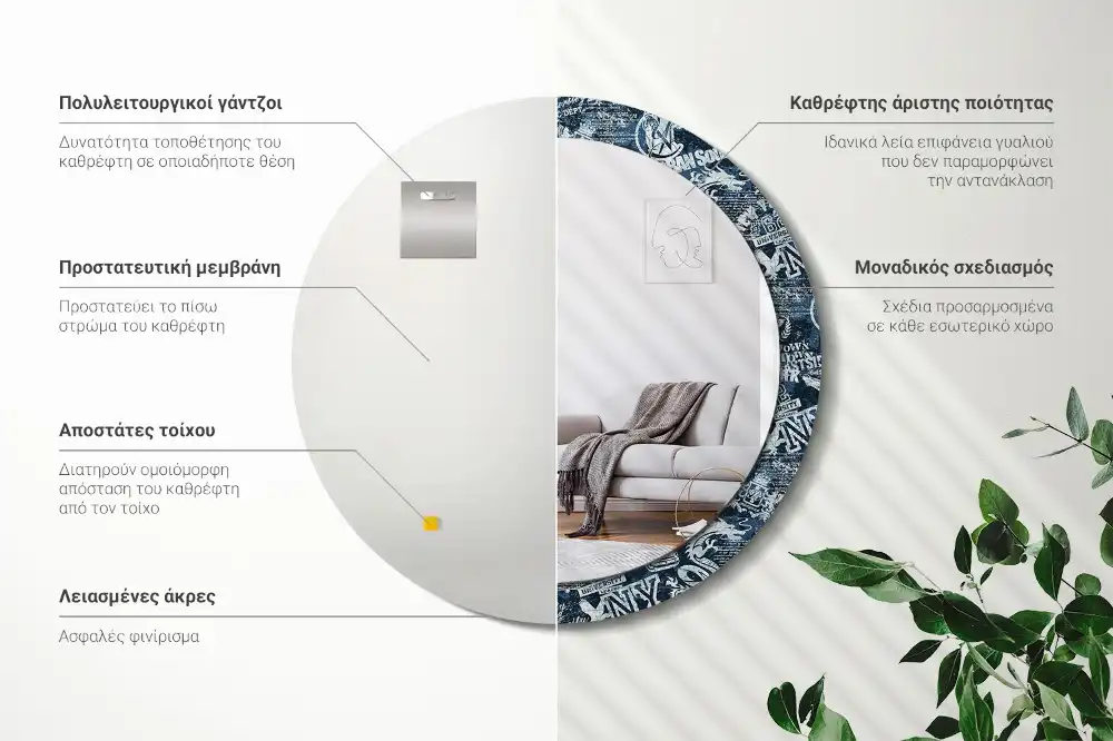 Round decorative mirror New York Collage