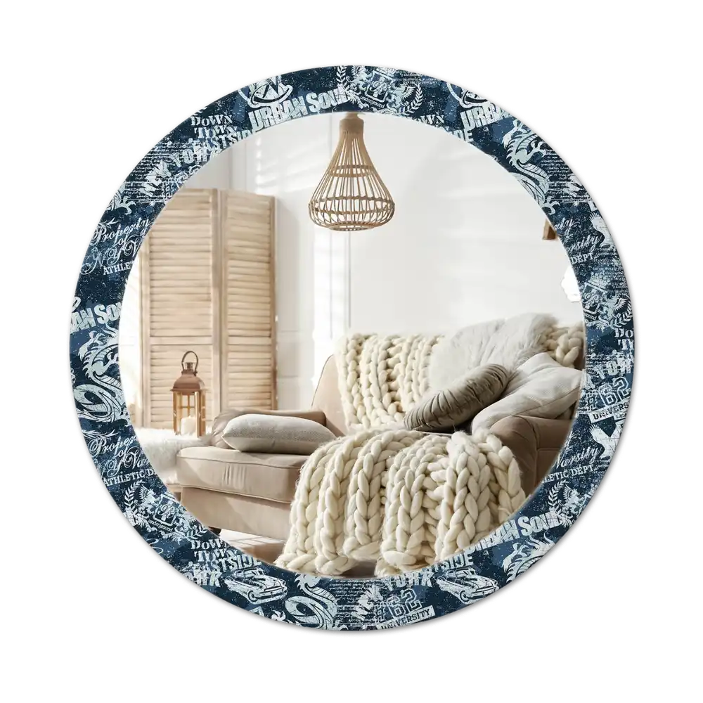 Round decorative mirror New York Collage