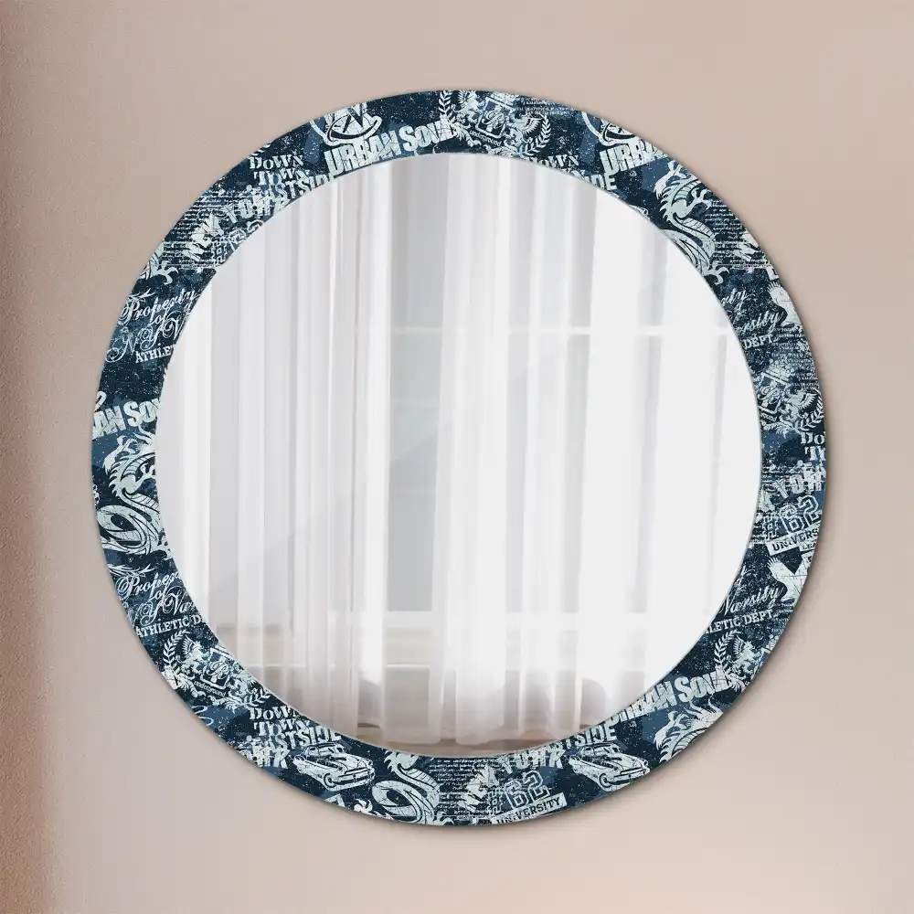 Round decorative mirror New York Collage