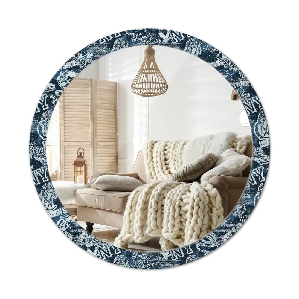 Round decorative mirror New York Collage