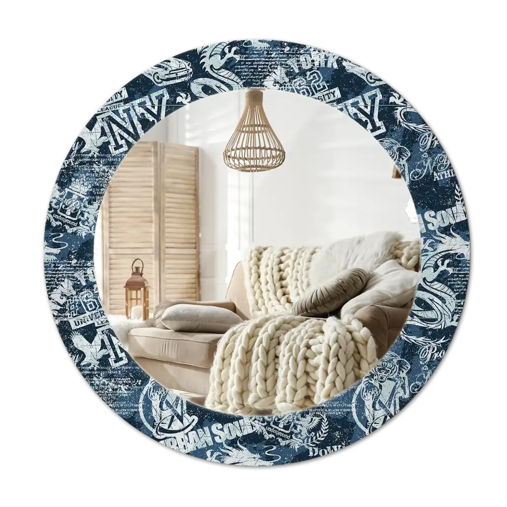 Round decorative mirror New York Collage