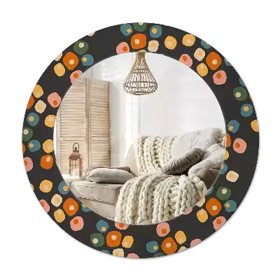 Round mirror frame with print Flower dots