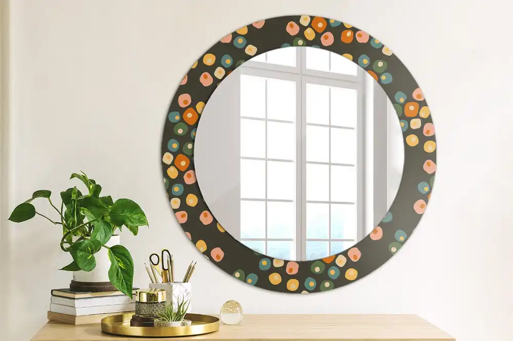 Round mirror frame with print Flower dots