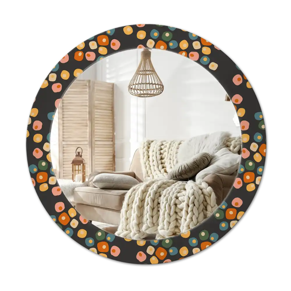 Round mirror frame with print Flower dots