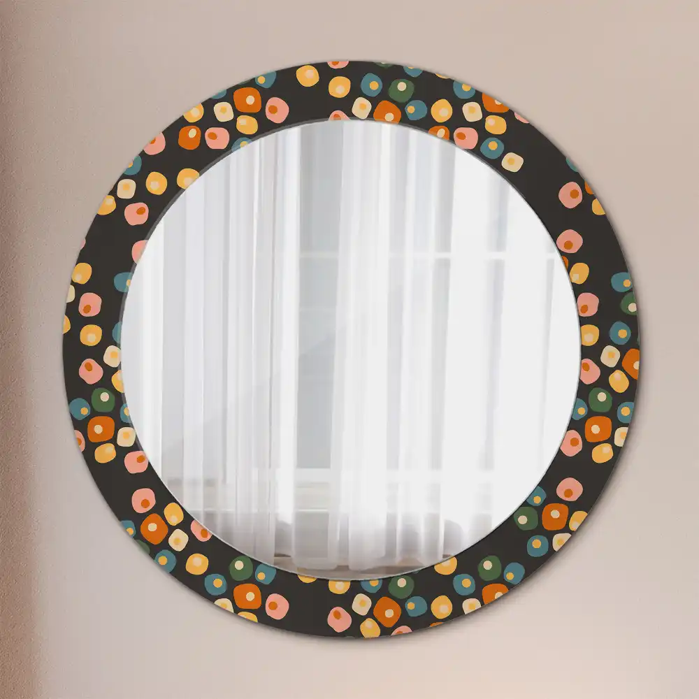 Round mirror frame with print Flower dots