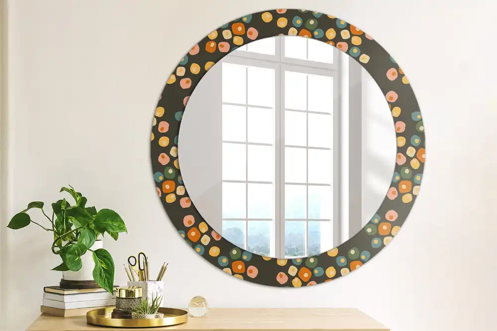 Round mirror frame with print Flower dots