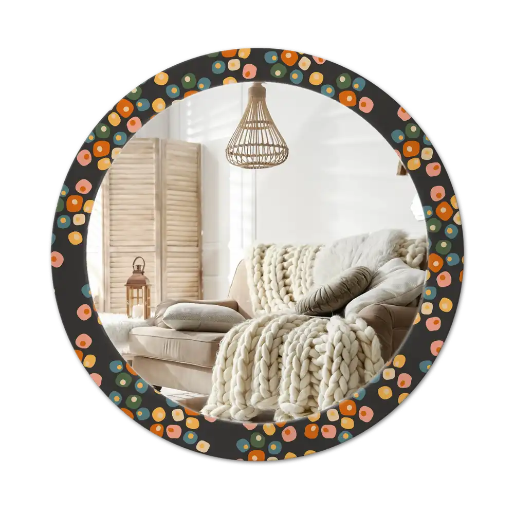 Round mirror frame with print Flower dots