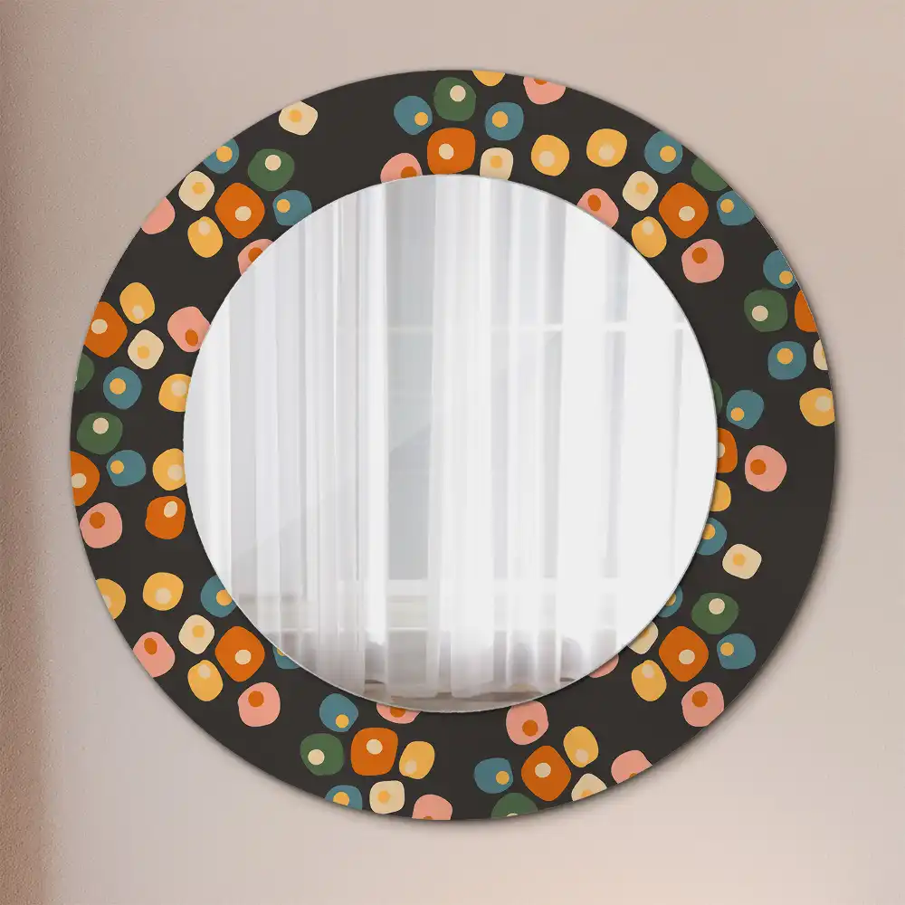 Round mirror frame with print Flower dots