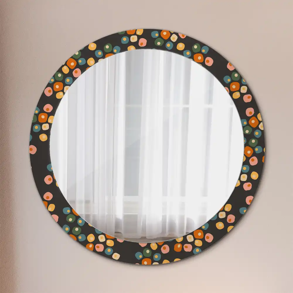 Round mirror frame with print Flower dots