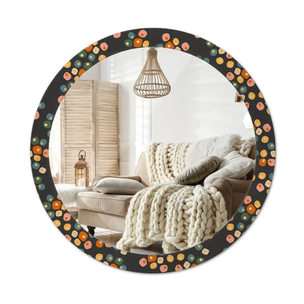 Round mirror frame with print Flower dots