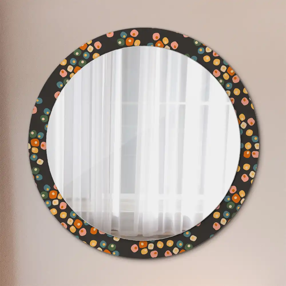 Round mirror frame with print Flower dots