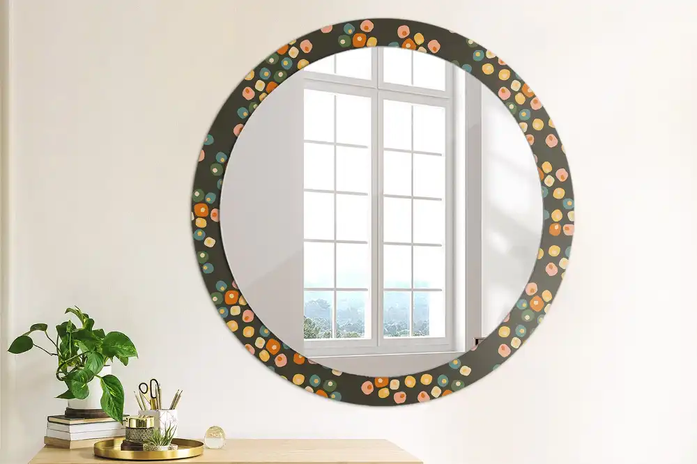 Round mirror frame with print Flower dots