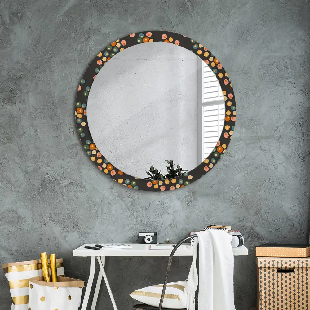 Round mirror frame with print Flower dots