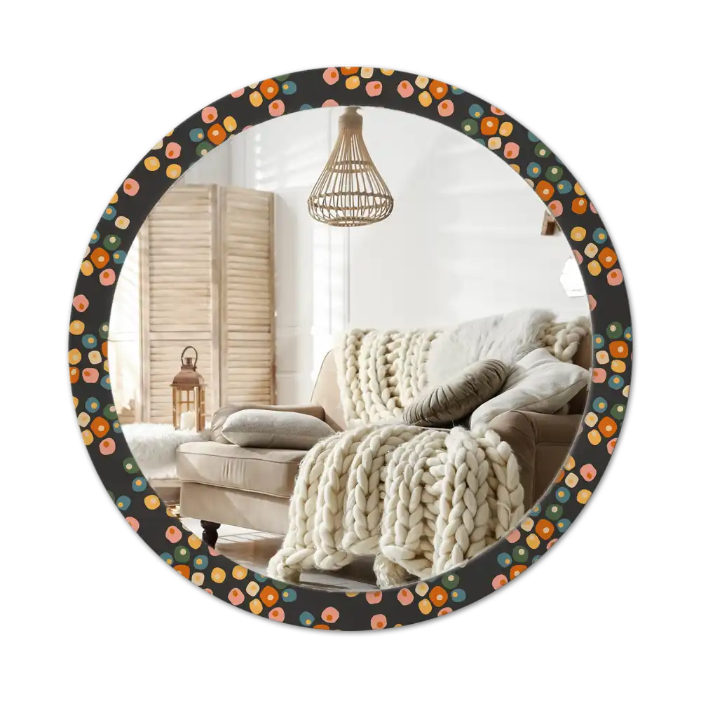 Round mirror frame with print Flower dots
