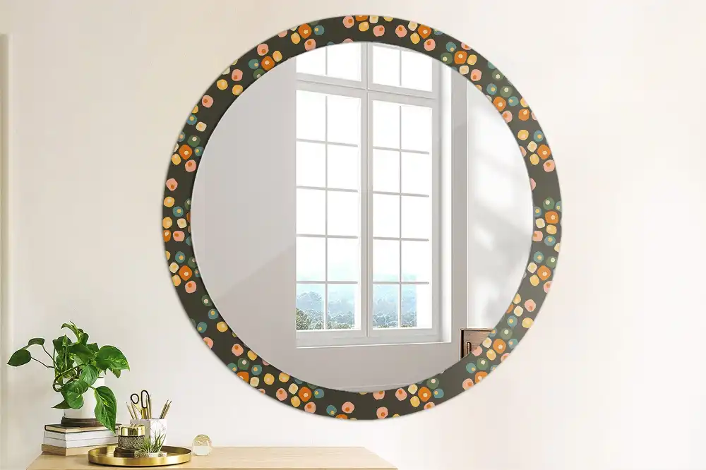 Round mirror frame with print Flower dots