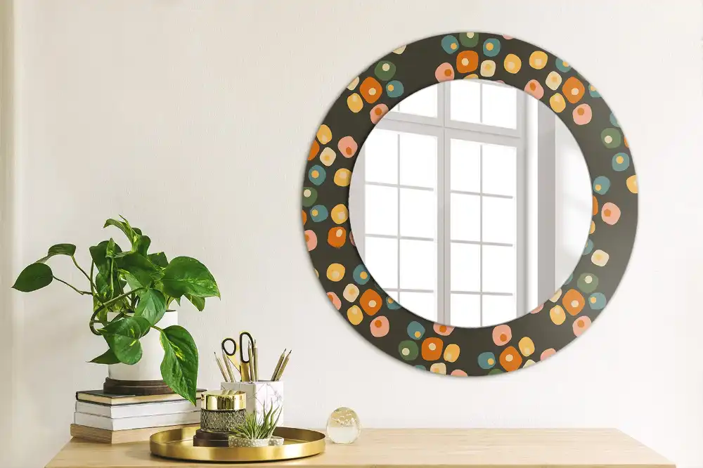 Round mirror frame with print Flower dots