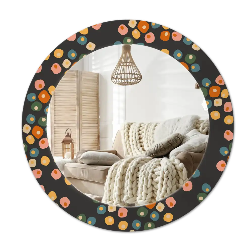 Round mirror frame with print Flower dots