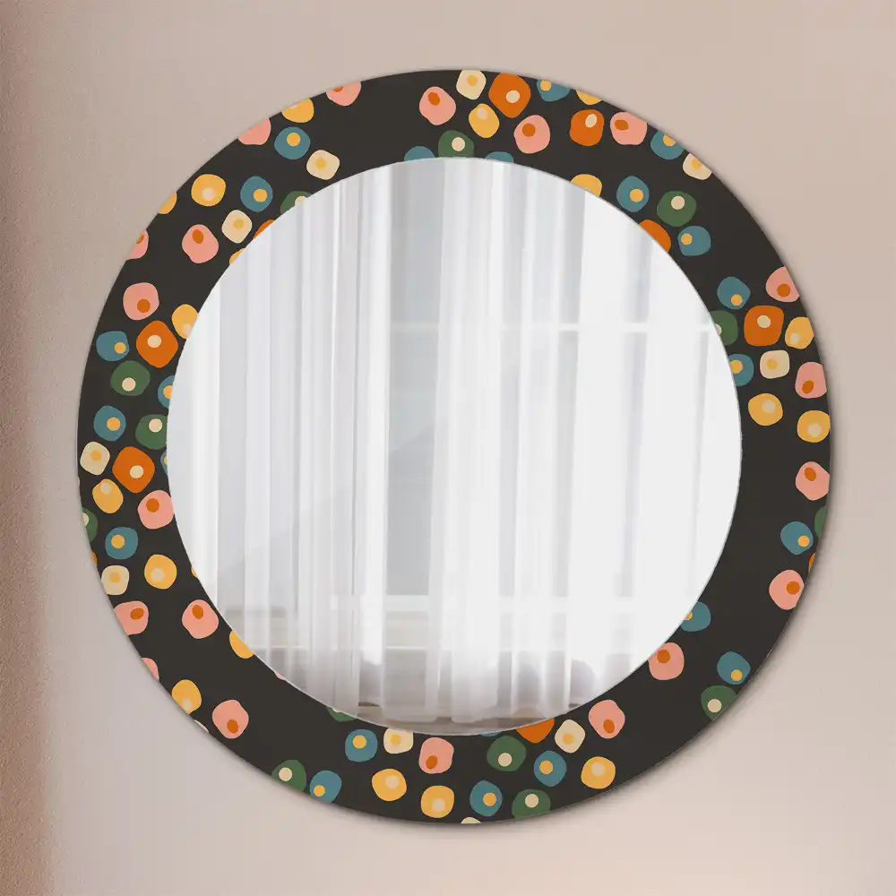 Round mirror frame with print Flower dots