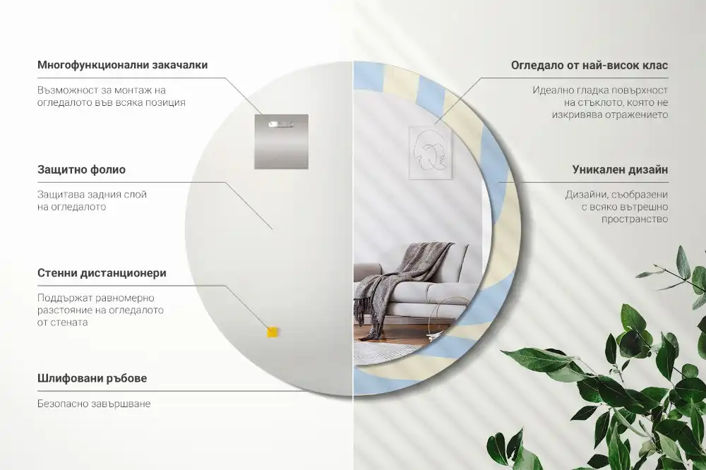 Round printed mirror Abstract shape