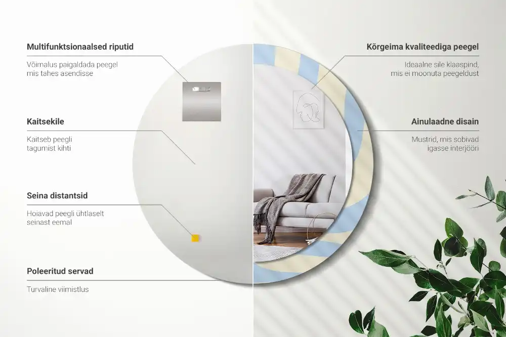 Round printed mirror Abstract shape