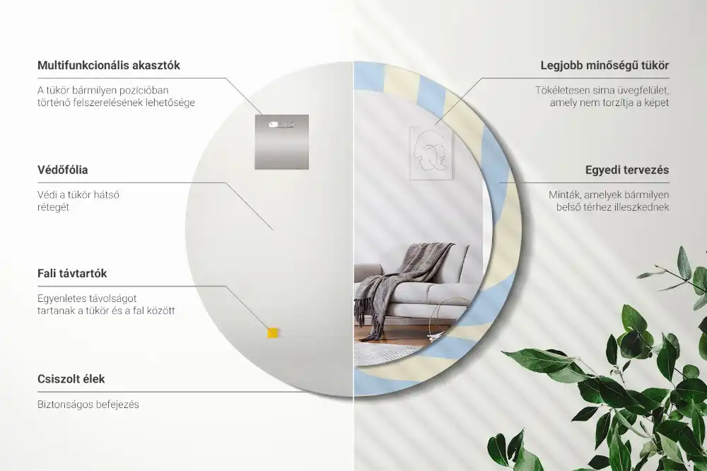 Round printed mirror Abstract shape