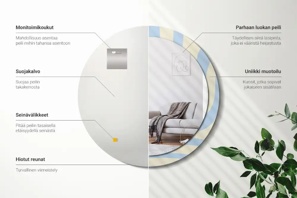 Round printed mirror Abstract shape