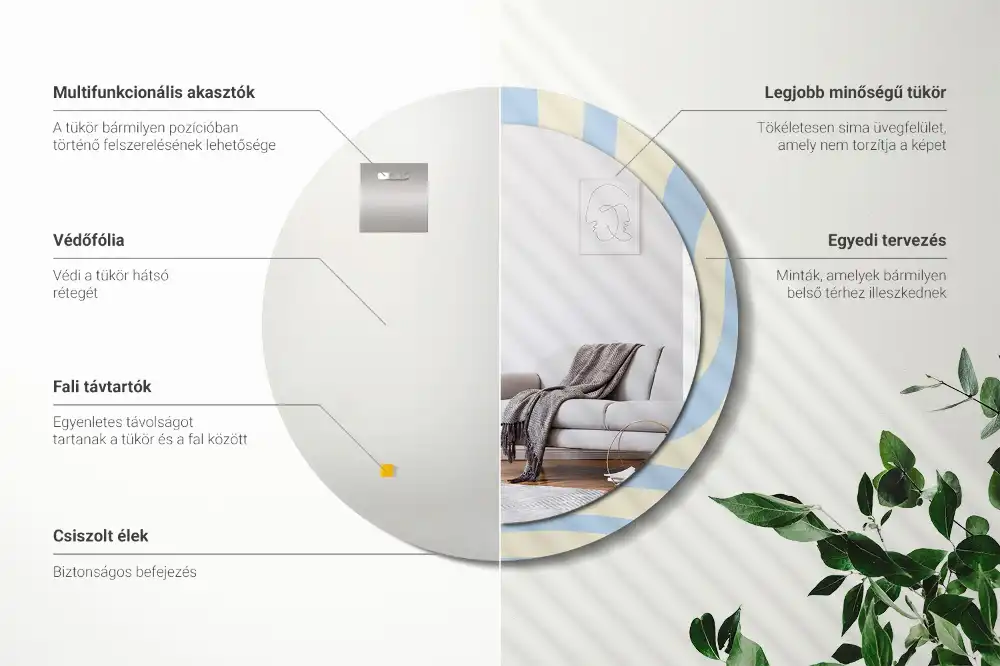 Round printed mirror Abstract shape