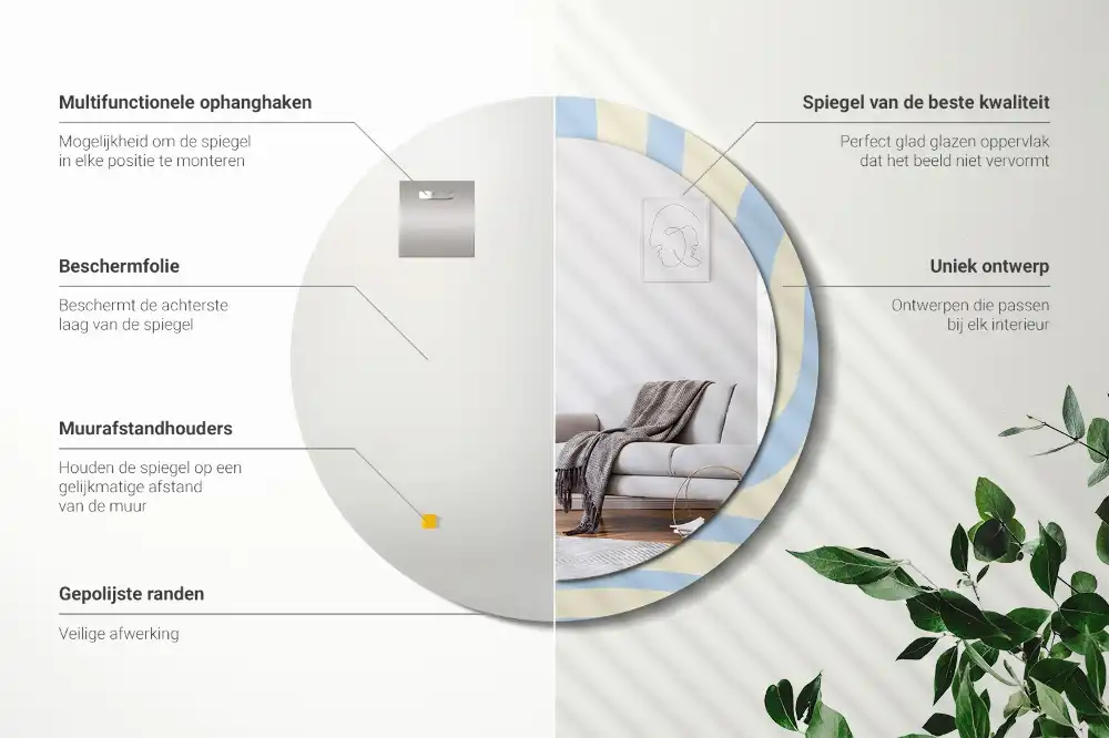 Round printed mirror Abstract shape