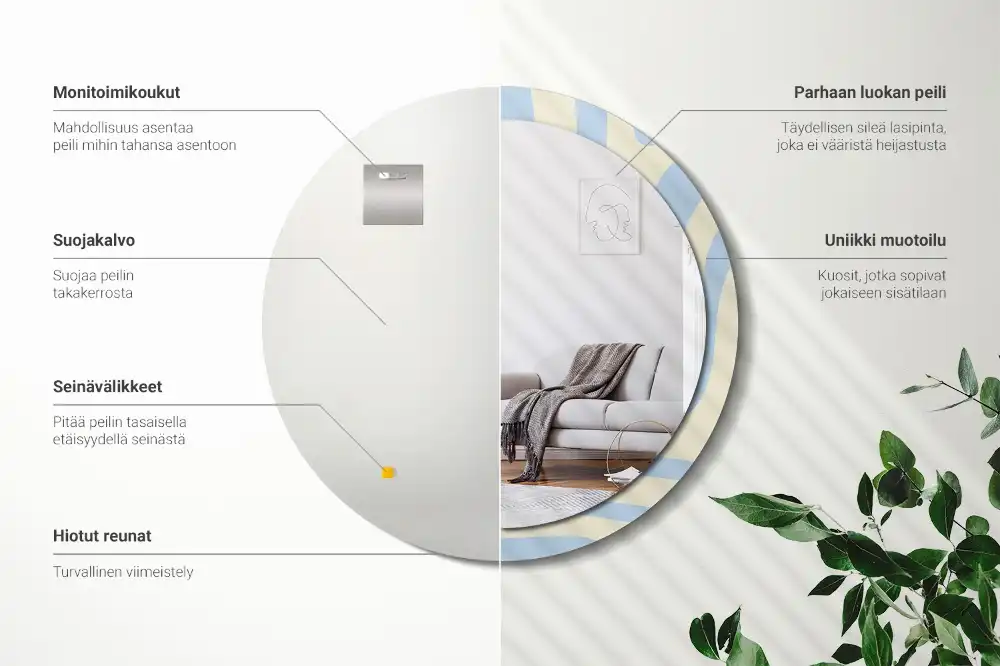 Round printed mirror Abstract shape