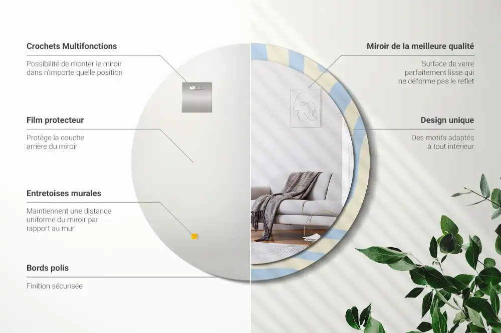 Round printed mirror Abstract shape