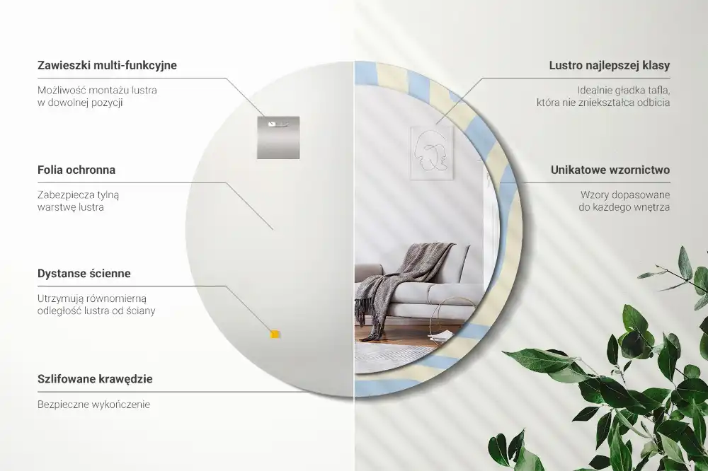 Round printed mirror Abstract shape