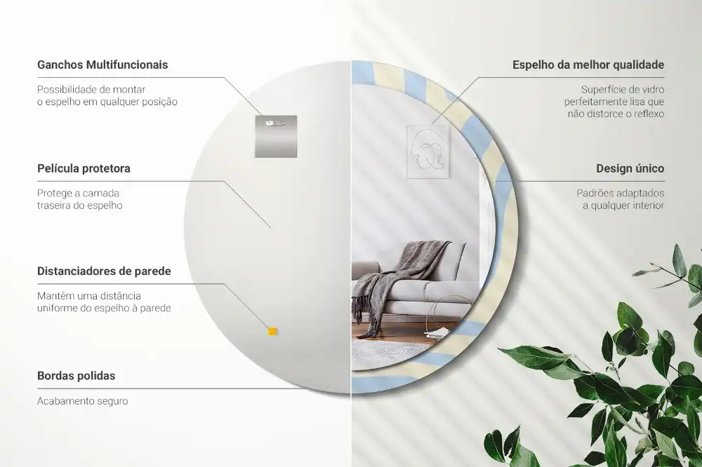 Round printed mirror Abstract shape