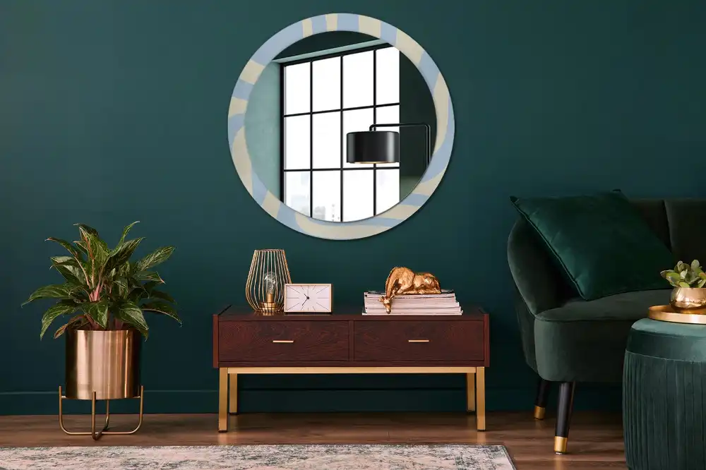 Round printed mirror Abstract shape