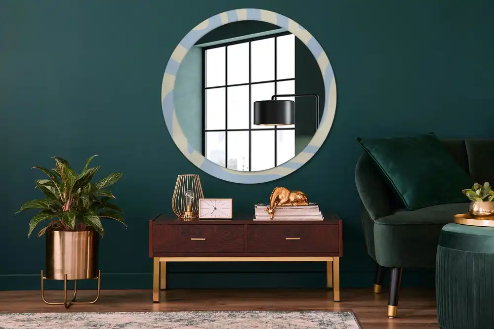 Round printed mirror Abstract shape